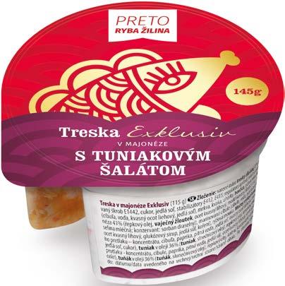 8588001585068 Treska v majonéze Exklusiv s tuniakovým šalátom 145g PLU