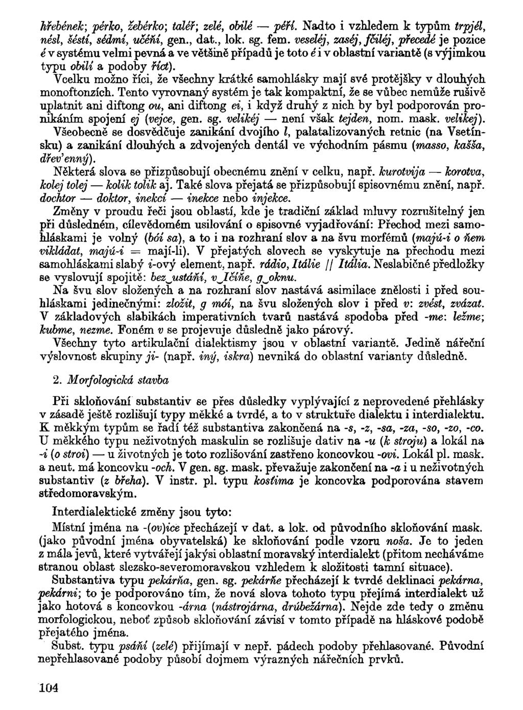 hřebének; pérko, zebérko; tcdéř; zelé, obilé péří. Nadto i vzhledem k typům trpjél, nesl, šestí, sedmi, ucéňí, gen., dat., lok. sg. fem.