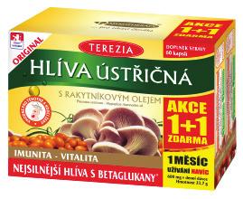TEREZIA HLÍVA ÚSTŘIČNÁ S RAKYTNÍKOVÝM OLEJEM Balení 100 + 100 kapslí TEREZIA HLÍVA ÚSTŘIČNÁ + LACTOBACILY 325 Kč 350 Kč Balení 60 + 60 kapslí TEREZIA