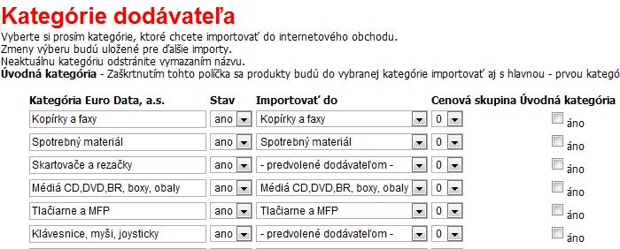 rozsahu aktualizačného importu. Celý import sa vykonáva pomocou odkazu Štart import.