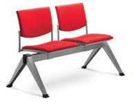 099/2 2-seater bench, seat and backrest upholstered, metal frame and plastic parts black or grey.