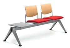 099/V-2 2-seater bench, upholstered seat, beach plywood backrest, metal frame and plastic parts black or grey.