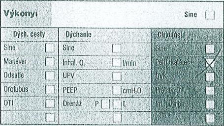 Záznam o zhodnotení zdravotného stavu osoby Výkony a ostatné výkony: dýchacie cesty nezaznamenané žiadne