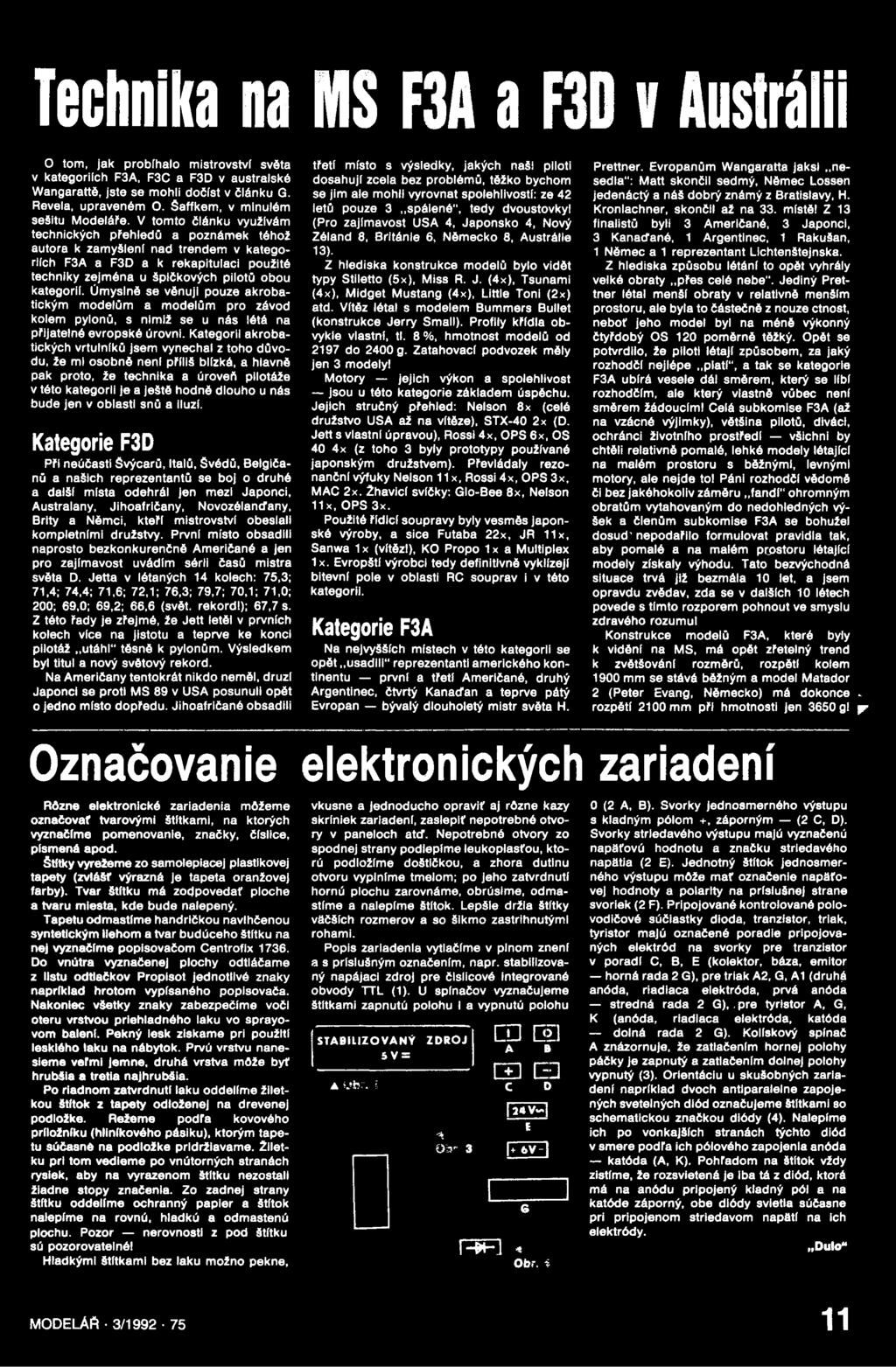 Kategorii akrobatických vrtulníků jsem vynechal z toho důvodu, že mi osobně není příliš blízká, a hlavně pak proto, že technika a úroveň pilotáže v této kategorii je a ještě hodně dlouho u nás bude