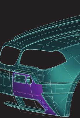 Ukázka z procesu oříznutí plochy v modelu na polygonální síti. sítě edituje, optimalizuje, rozděluje a napojuje na CAD geometrii.