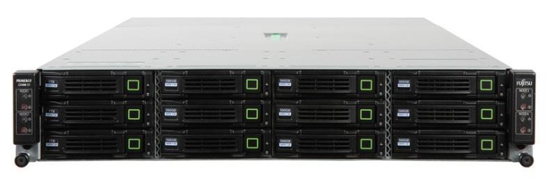 Based on PRIMERGY CX420 What it provides One enclosure for two servers with shared power and cooling Shared storage with up to 12 x 3.