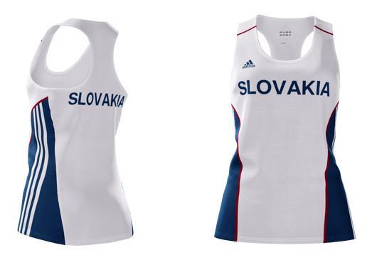 Súťažný dres - vrchný diel - tielko (artikel: D80031) - Ženský súťažný dres vrchný diel tielko mi Running Apparel v národných farbách - Štátny znak vpredu (NA VYŽIADANIE) - Nápis SLOVAKIA vpredu a