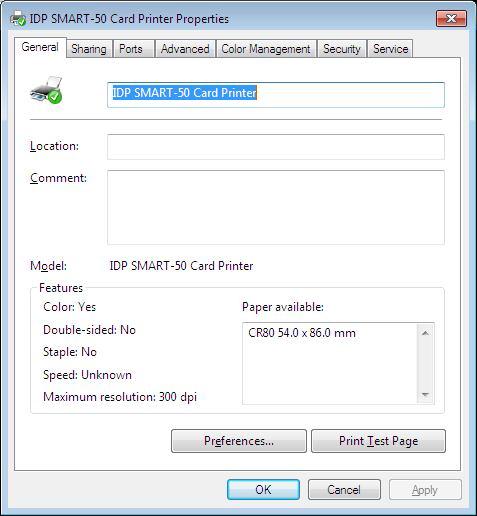 -14 نوار»General«را انتخاب کنید و دکمهی Print Test Page را کلیک کنید. 15- کارت چاپ شده را بررسی کنید.