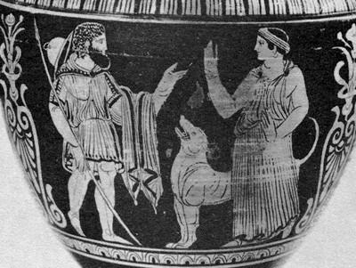 Obr. 68 Odysseus s Pénelopé a Argem.