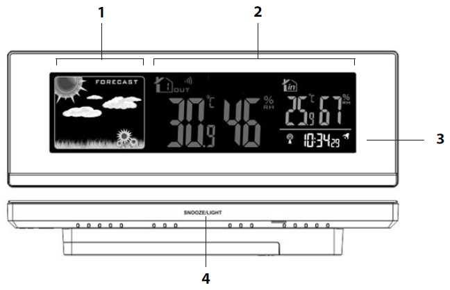 Výrobek je určen pouze pro domácí účely. Meteostanice neslouží pro komerční předpověď počasí. Vlastnosti Velký a dobře čitelný, barevný LED displej.