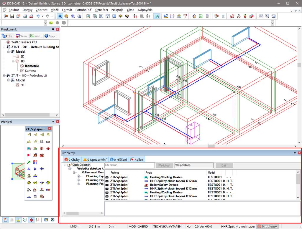 DDS-CAD 3 Správa hlášení aplikace o nesrovnalostech a chybách modelu Všechny informace jsou trvale k dispozici tak dlouho, dokud příčina existuje.