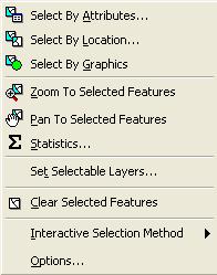 Nastavení výběru prvků (Selection) Možnosti výběru prvků: Pomocí ikony Select features Pomocí