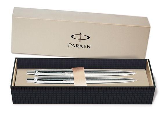 Jotter Sada guľôčkové pero a mechanická ceruzka Parker Jotter Stainless Steel CT. Ušľachtilá nerez ocel s pochrómovanými doplnkami.