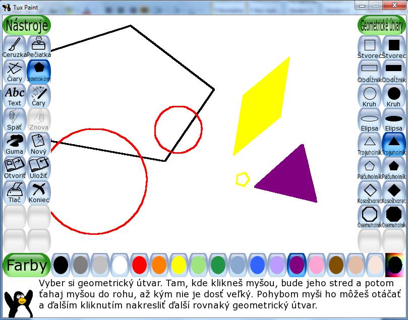 Pustením ľavého tlačidla myši máme možnosť geometrický útvar otáčať rôznymi smermi.