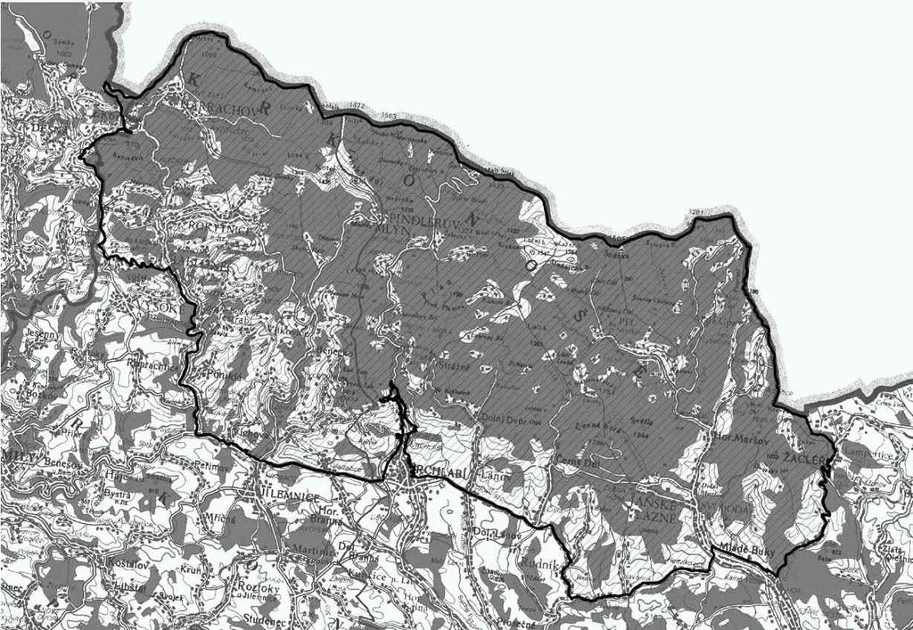 Obr. 1 Mapa EVL Krkonoše (dle nařízení vlády 132/2005 Sb.