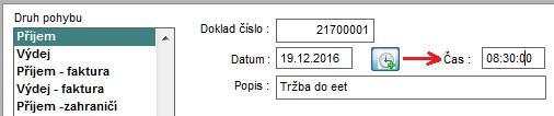 Datum a čas lze změnit klikem na ikonu "hodiny" (použijete např.