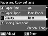 Jeśli wydruk ma być dwustronny, wybierz opcję 1>2-str. lub 2>2-str. Menu drukowania 2-stronnego jest takie samo, jak menu wyświetlane po naciśnięciu przycisku.