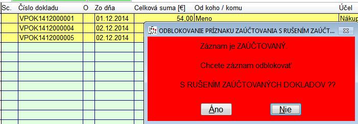 Modul PROLPO Odblokovanie zaúčtovaných dokladov so zrušením účt.