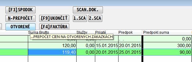 Modul PROLPH Hromadný prepočet na otvorených zákazkách - označenie prekročených Nové tlačidlo OTVORENE spustí automaticky prepočet údajov - súm na otvorených zákazkách.