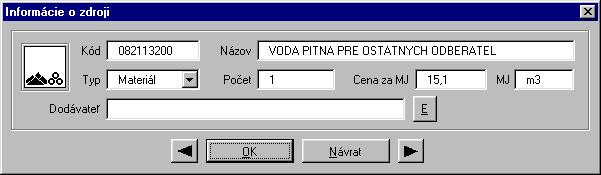 Panel Materiály slúži na zobrazenie informácií o materiáloch priradených na aktuálnu činnosť.