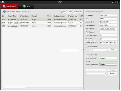 Rozhraní SADP Software SADP podporuje dávkovou aktivaci kamery podrobněji viz návod k obsluze programu SADP. 3. Vytvořte heslo, vložte ho do pole hesla a heslo potvrďte. 4.