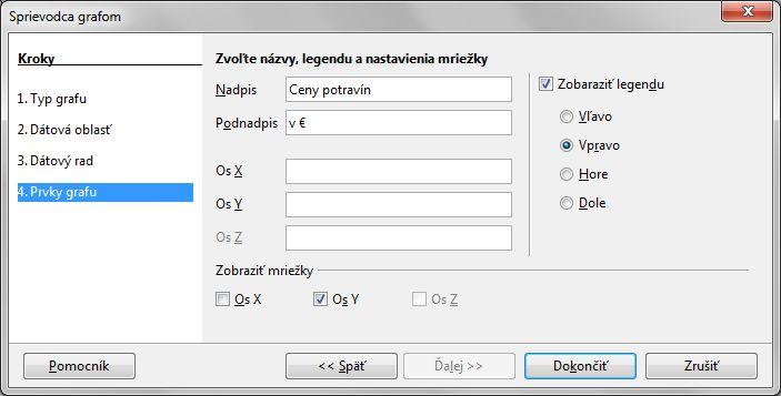 : Dialógové okno sprievodcu grafom už zadaná tým, že sme oblasť označili pred spustením sprievodcu grafom. O tom, či sa údaje budú v grafe zobrazovať správne, nás ubezpečí už čiastočne vytvorený graf.