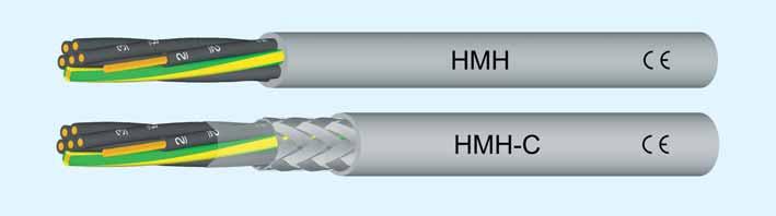 HMH, HMH-C Ohebné ovládací kabely, bezhalogenové - Lanûné Cu jádro dle DIN VDE 0295 a IEC 60228 tfi.