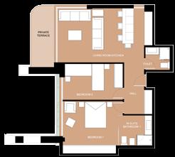 (3) Building B, 2nd floor, apartment type C Living room kitchen 27,86 m 2