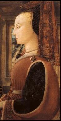 24. Detail obrazu Portrét ženy a muže v okenním rámu, Filippo Lippi, kolem