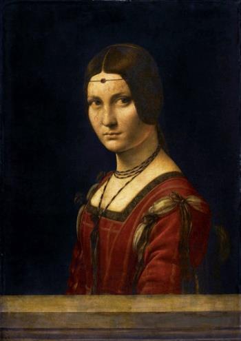 La Ferronière (1490 1496), Leonardo da Vinci, příklad hladkého účesu a