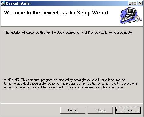Inštalácia programu DeviceInstaller 2.