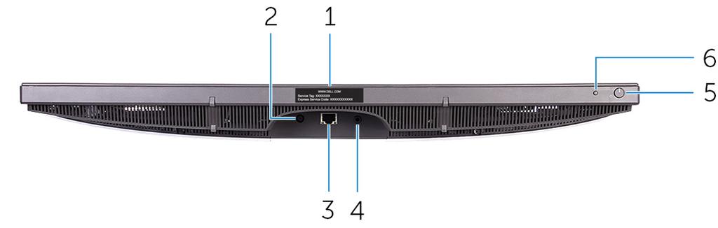 přistupovat k informacím o záruce. 2 Port napájecího adaptéru Slouží k připojení napájecího adaptéru pro napájení počítače.