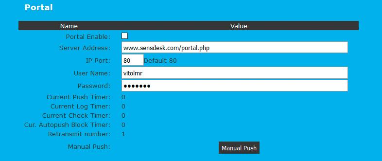 Konfigurace AutoPush se připojí ihned na portál a oznámí změnu stavu DI vstupu, při každé změně stavu vstupu. (Pro senzory o více, než je nastavená hodnota AutoPush).