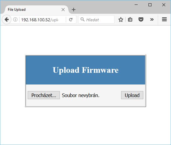 Update Firmware Update Firmware přes WEB Firmware soubor ve formátu.hwg nahrajete přes http na http://x.x.x.x/upload/.