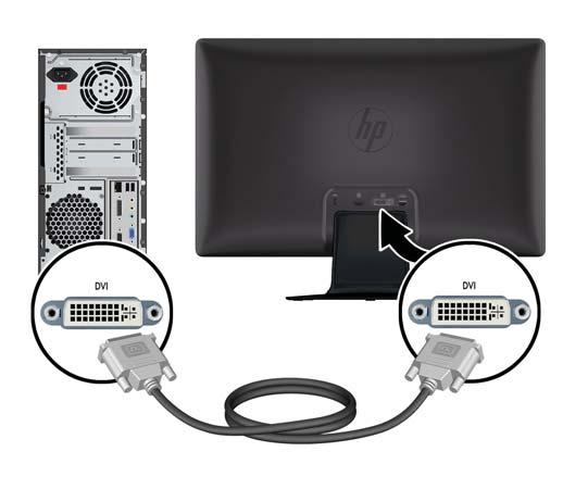 Připojení videokabelu VGA Připojte jeden konec videokabelu VGA ke konektoru na zadní straně monitoru a druhý konec ke konektoru VGA počítače. Kabel VGA je u vybraných modelů součástí balení.