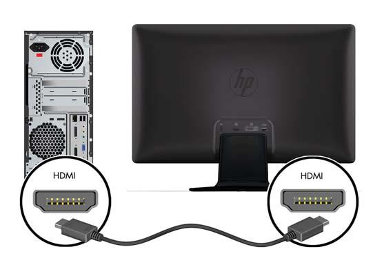 Připojení kabelu HDMI (vybrané modely) Připojte jeden konec kabelu HDMI k zadní straně monitoru a druhý konec ke vstupnímu zařízení. Kabel HDMI je u vybraných modelů součástí balení.