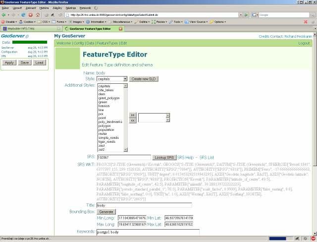 Distribúcia geodát platforma Open Source - GeoServer Distribúcia WMS, WFS-T a WCS Lokalizácia http://158.