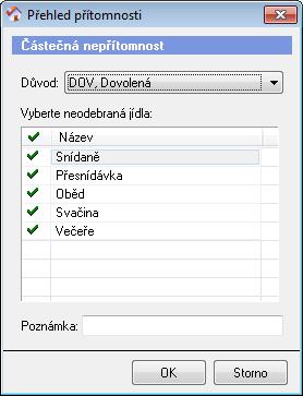 Dále můžete u každého klienta zvolit Formu stravy a Místo odběru. Klepněte pravým tlačítkem myši na buňku v těchto sloupcích a zvolte položku Opravit formu stravy a místo odběru.