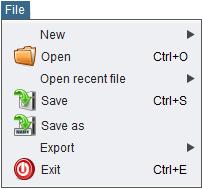 3. APLIKACE JGAF Obrázek 3.2 - Nabídka File. Transformation Analysis Simulation - FA to Regular grammar převede konečný automat na regulární gramatiku.