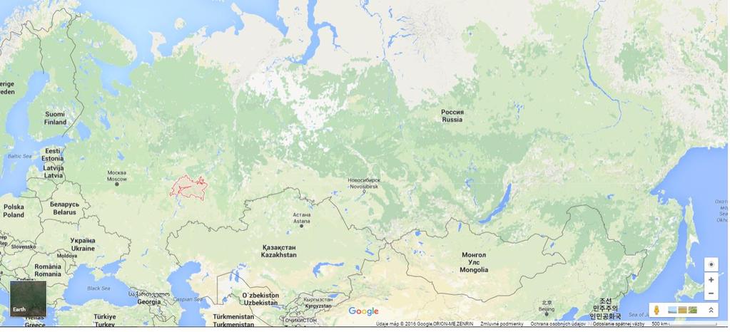 sútok riek Volga a Kama JV Ruska Východoslovenská rovina Najvyšší bod: 343 m Mimo hlavných