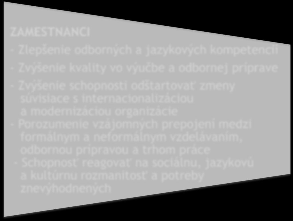 - Schopnosť reagovať na sociálnu, jazykovú a kultúrnu rozmanitosť a potreby znevýhodnených ŽIACI len OVP - Sebarealizácia a zvýšenie sebadôvery, širšie interkultúrne povedomie -