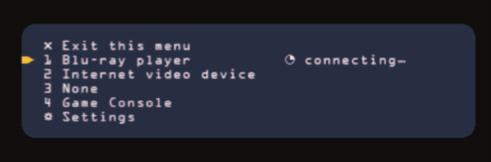 Používání dálkového ovladače ScreenCast a informací na obrazovce Přepnutí zdrojů obrazu Pokud zvolíte jiný zdroj obrazu a stisknete OK, ScreenCast zahájí přepínání.