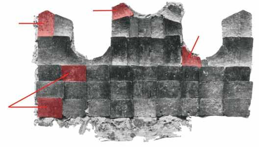 č. 12 č. 9 č. 36 Obr. 17. Brigantina z hradu Chalcis s vyznačenými analogickými segmenty, které byly nalezeny na hradě Orlík (upraveno podle Grancsay 1945). Fig. 17. Brigandine from Chalcis Castle with indication of analogical segments found at Orlík Castle (modified after Grancsay 1945).