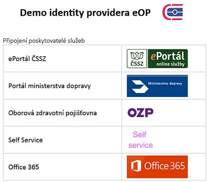 Demo eop - výběr poskytovatele služby OTAKAR ve svém internetovém prohlížeči vybere požadovanou e-službu OTAKAR může použít rozcestník nebo