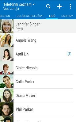 149 Lidé Lidé Seznam kontaktů Aplikace Lidé zobrazuje všechny kontakty v zařízení HTC One M9 a z online účtů, ke kterým jste přihlášeni.