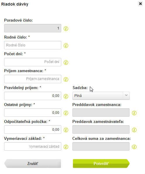 Pre správne vytvorenie mesačného výkazu je potrebné zadať obdobie za ktoré chcete vytvoriť mesačný výkaz. Ostatné povinné údaje sme vyplnili za Vás z údajov ktoré sme mali k dispozícií.