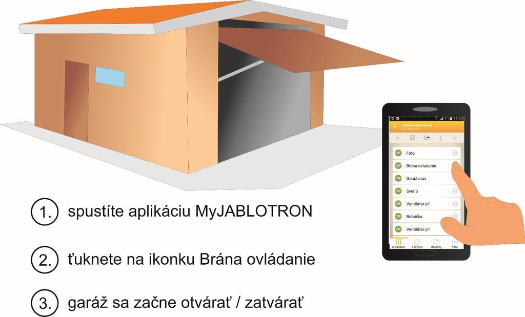 Pre otváranie brány spustite aplikáciu MyJABLOTRON.
