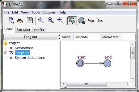 UPPAAL - Vybrané vlastnosti Tvorba automatu [UPP09] Manuál Automat počáteční pozice (dvojitá kružnice) Add Location pro přidání pozice Selection Tool pro pojmenování pozice Add Edge pro