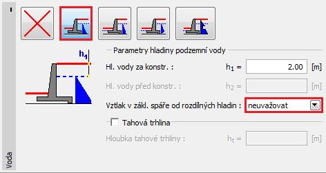 Hladina podzemní vody se nachází v hloubce 2,0 m pod úrovní terénu.