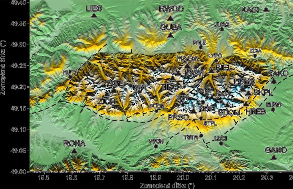 Lokálna Geodynamická Sieť TATRY Medzinárodná sieť (Slovensko poľská) sieť obsahuje cca 3 bodov ktoré možno rozdeliť na: body na